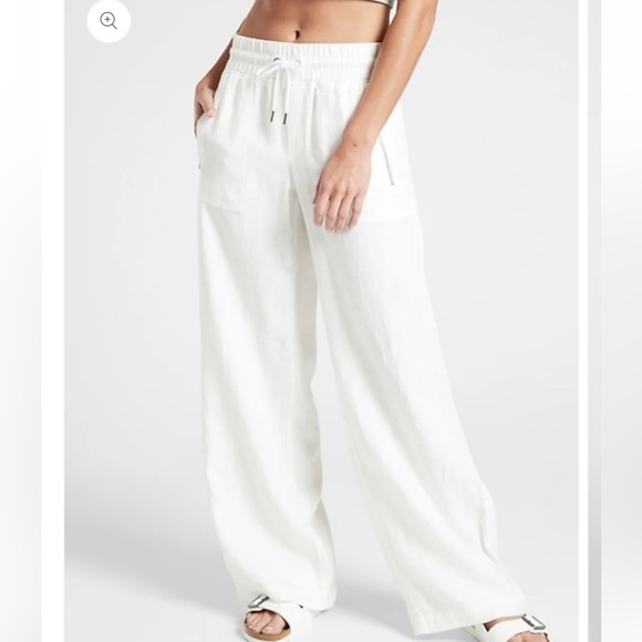 Athleta White Cabo Linen Wide Leg Pants 4P NWOT - Picture 14 of 16